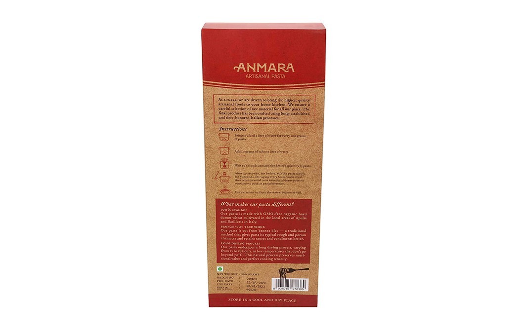Anmara Artisanal Pasta Organic Spaghetti Hard Durum Wheat Pasta   Box  500 grams